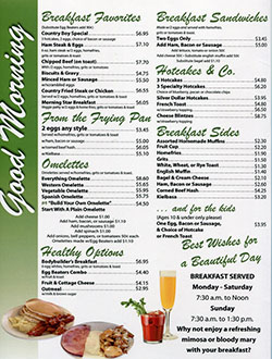 Breakfast menu